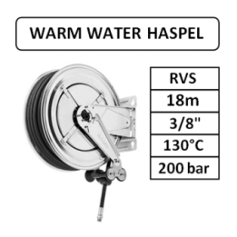 18m - 3/8" - RVS - 130°C - 200 bar - warm water haspel