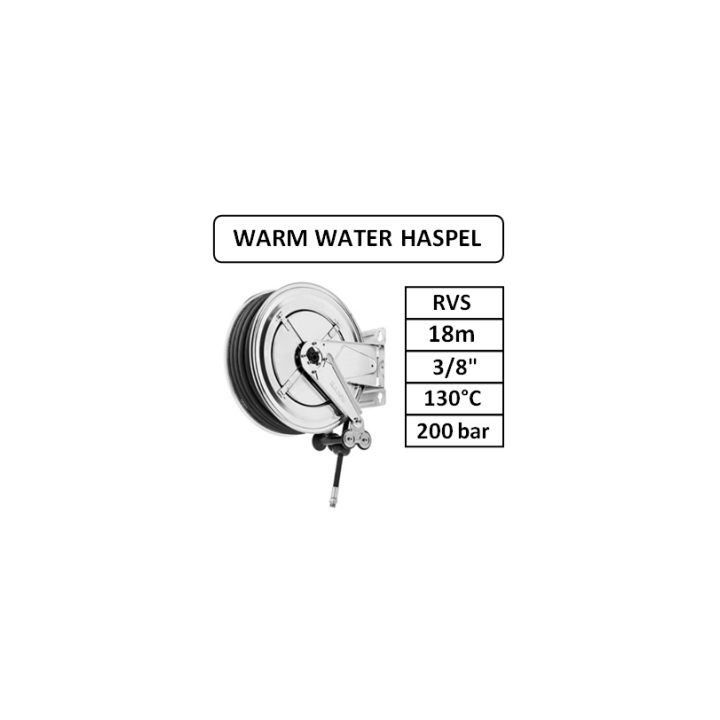 18m - 3/8" - RVS - 130°C - 200 bar - warm water haspel