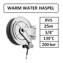 25m - 3/8" - RVS - 130°C - 200 bar - warm water haspel