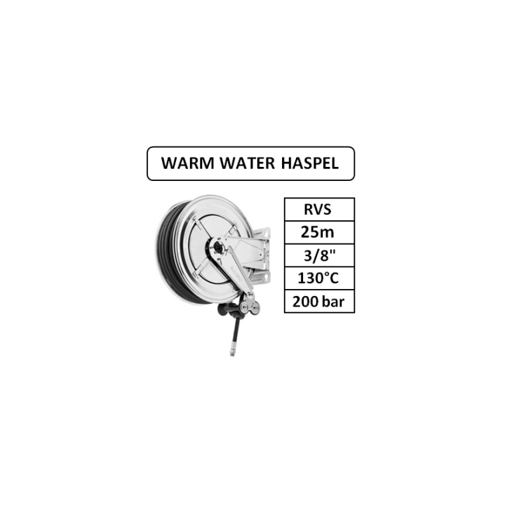 25m - 3/8" - RVS - 130°C - 200 bar - warm water haspel
