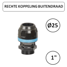 Dia. 25mm - 1" M - Rechte koppeling met buitendraad - prevost