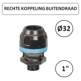 Dia. 32mm - 1" M - Rechte koppeling met buitendraad - prevost