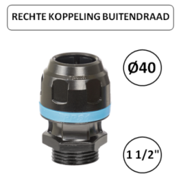 Dia. 40mm - 1 1/2" M - Rechte koppeling met buitendraad - prevost