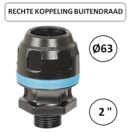 Dia. 63mm - 2" M - Rechte koppeling met buitendraad - prevost