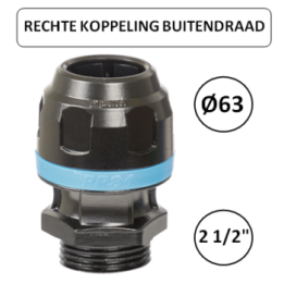 Dia. 63mm - 2 1/2" M - Rechte koppeling met buitendraad - prevost