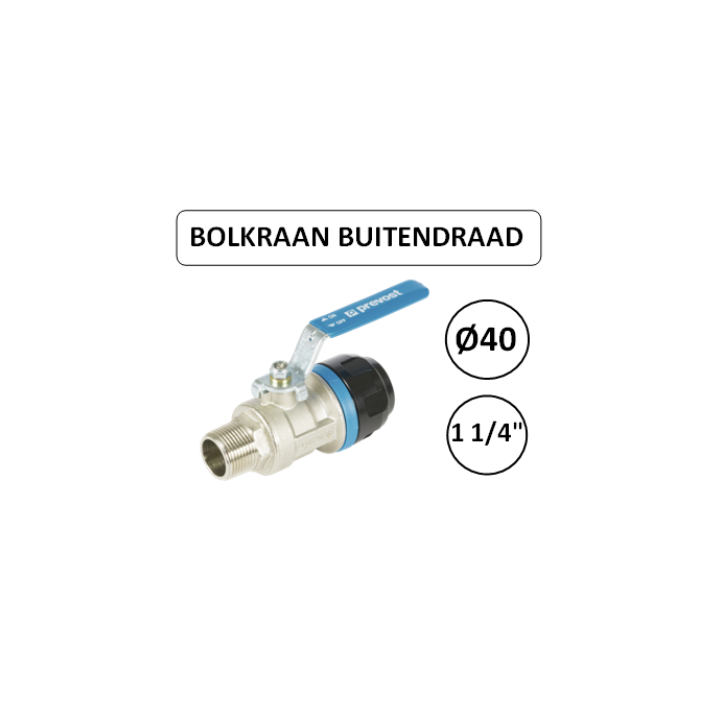 Prevost PPS bolkraan Ø40 mm x 1 1/4" buitendraad