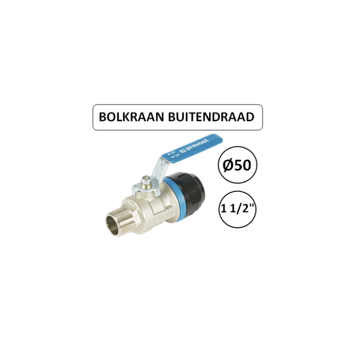 Prevost PPS bolkraan Ø50 mm x 1 1/2" buitendraad