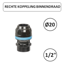 Dia. 20mm - 1/2" F - Rechte koppeling met binnendraad - prevost