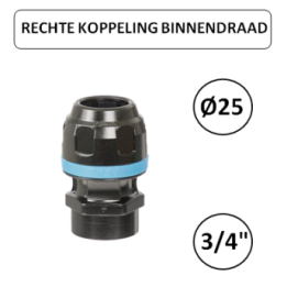 Dia. 25mm - 3/4" F - Rechte koppeling met binnendraad - prevost