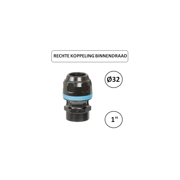 Dia. 32mm - 1" F - Rechte koppeling met binnendraad - prevost