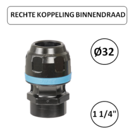 Dia. 32mm - 1 1/4" F - Rechte koppeling met binnendraad - prevost