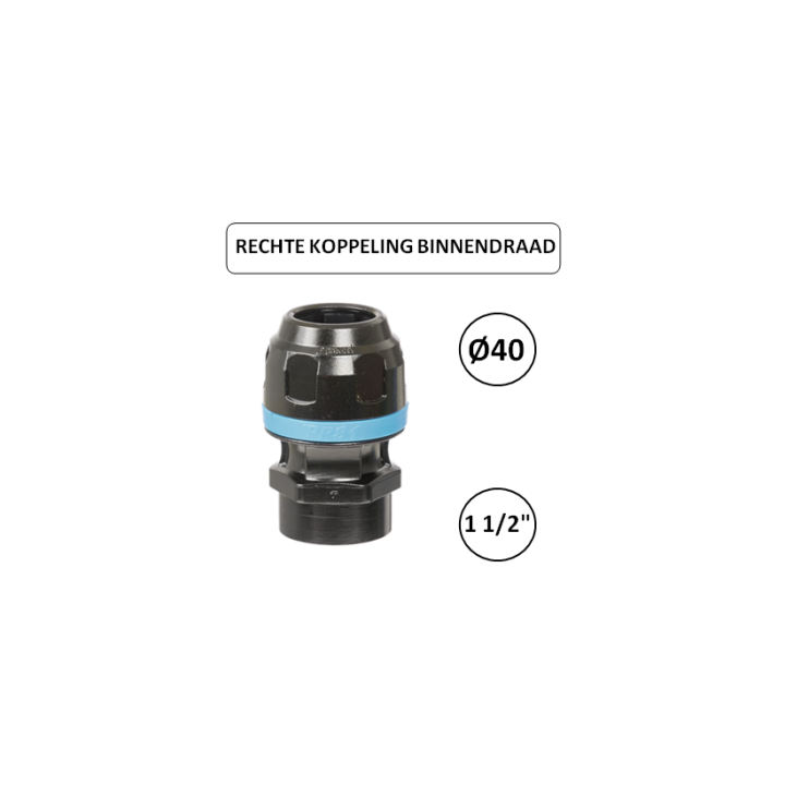Dia. 40mm - 1 1/2" F - Rechte koppeling met binnendraad - prevost