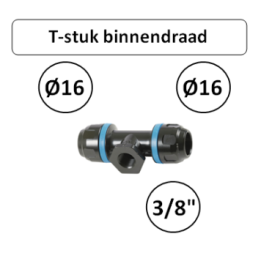 Prevost PPS T-stuk Ø16 mm x 3/8" binnendraad