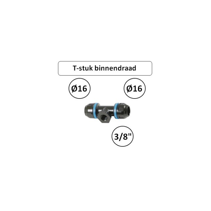 Prevost PPS T-stuk Ø16 mm x 3/8" binnendraad