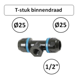 Prevost PPS T-stuk Ø25 mm x 1/2" binnendraad
