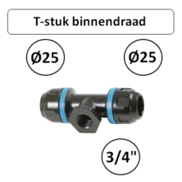 Prevost PPS T-stuk Ø25 mm x 3/4" binnendraad