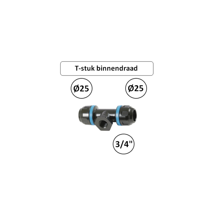 Prevost PPS T-stuk Ø25 mm x 3/4" binnendraad