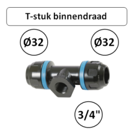 Prevost PPS T-stuk Ø32 mm x 3/4" binnendraad