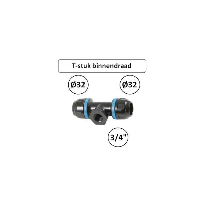 Prevost PPS T-stuk Ø32 mm x 3/4" binnendraad