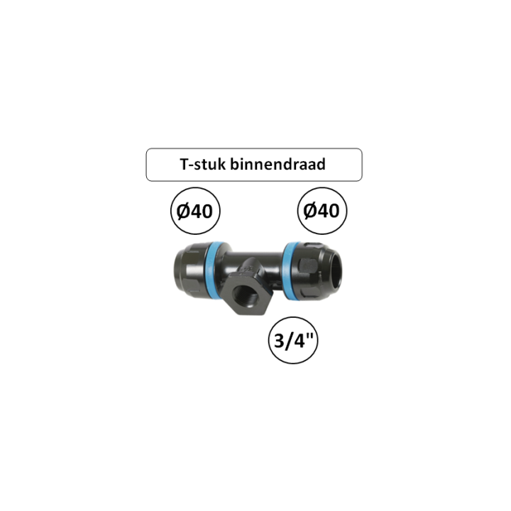 Prevost PPS T-stuk Ø40 mm x 3/4" binnendraad