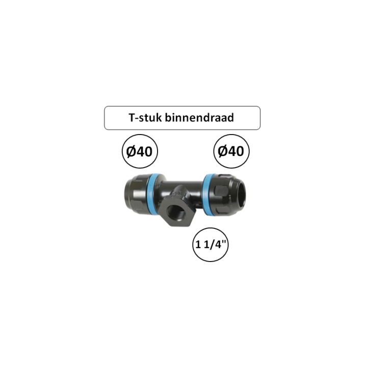 Prevost PPS T-stuk Ø40 mm x 1 1/4" binnendraad