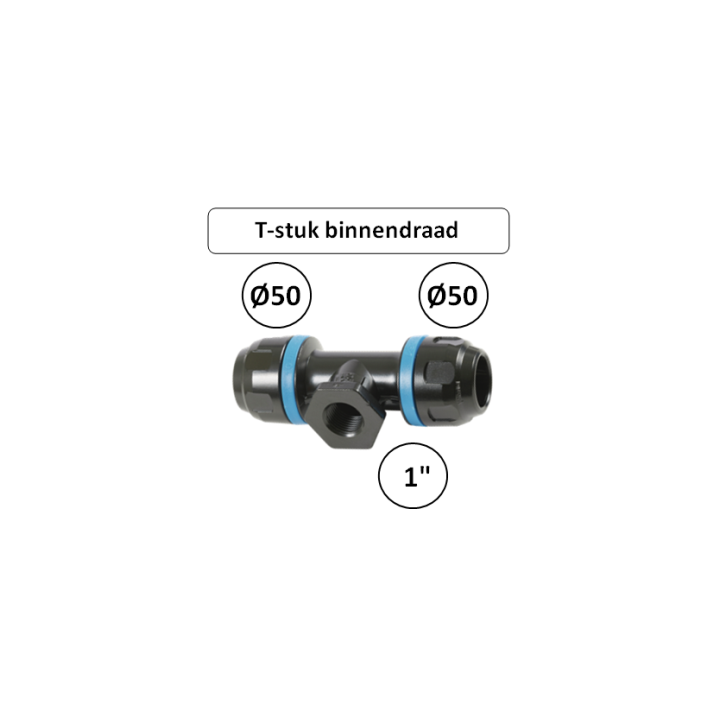 Prevost PPS T-stuk Ø50 mm x 1" binnendraad