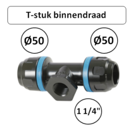 Prevost PPS T-stuk Ø50 mm x 1 1/4" binnendraad