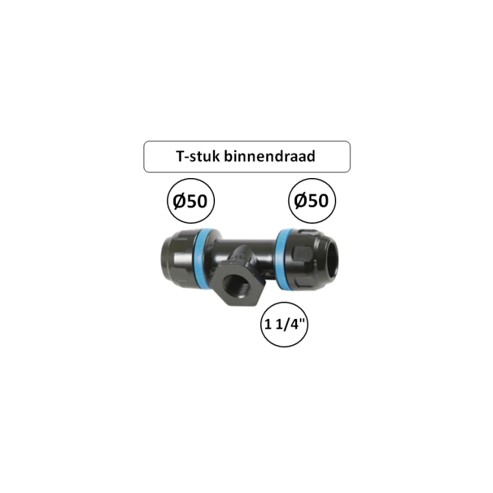 Prevost PPS T-stuk Ø50 mm x 1 1/4" binnendraad