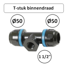 Prevost PPS T-stuk Ø50 mm x 1 1/2" binnendraad