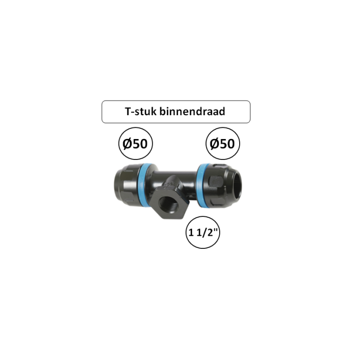 Prevost PPS T-stuk Ø50 mm x 1 1/2" binnendraad