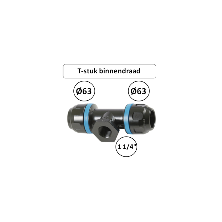 Prevost PPS T-stuk Ø63 mm x 1 1/4" binnendraad