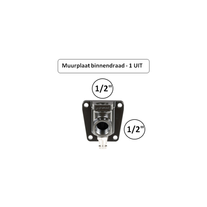 1/2" naar 1/2" - Muurplaat binnendraad met 1 uitgang - prevost