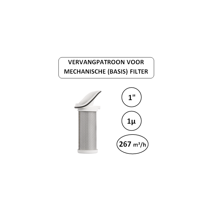 1" - 1µ - 267 m³/h - Vervangpatroon voor Mechanische basisfilter - Perslucht