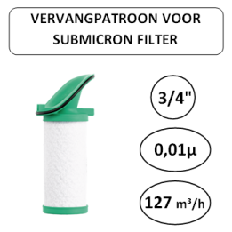 3/4" - 1µ - 127 m³/h - Vervangpatroon voor Submicron filter - Perslucht