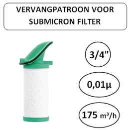 3/4" - 1µ - 175 m³/h - Vervangpatroon voor Submicron filter - Perslucht