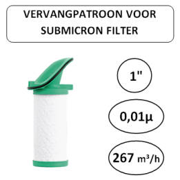 1" - 1µ - 267 m³/h - Vervangpatroon voor Submicron filter - Perslucht