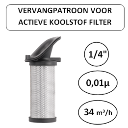 1/4" - 1µ - 34 m³/h - Vervangpatroon voor actieve koolstof filter - Perslucht