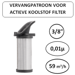 3/8" - 1µ - 59 m³/h - Vervangpatroon voor actieve koolstof filter - Perslucht