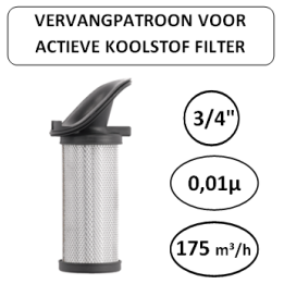3/4" - 1µ - 175 m³/h - Vervangpatroon voor actieve koolstof filter - Perslucht