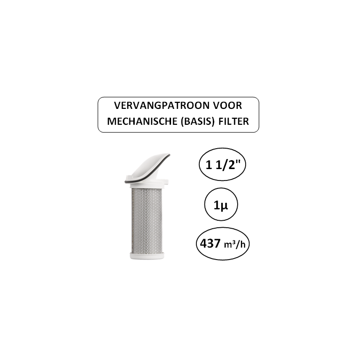 1 1/2" - 1µ - 437 m³/h - Vervangpatroon voor Mechanische basisfilter - Perslucht