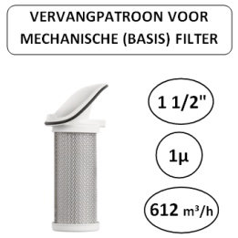 1 1/2" - 1µ - 612 m³/h - Vervangpatroon voor Mechanische basisfilter - Perslucht