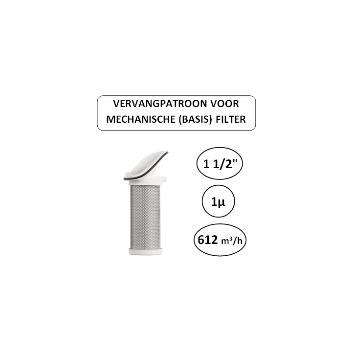 1 1/2" - 1µ - 612 m³/h - Vervangpatroon voor Mechanische basisfilter - Perslucht