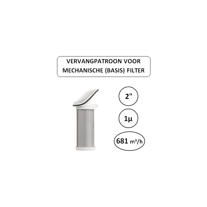 2" - 1µ - 681 m³/h - Vervangpatroon voor Mechanische basisfilter - Perslucht