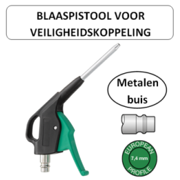 EURO 7,4 - Blaaspistool met metalen buis - voor veiligheidskoppeling met groene knop