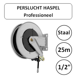 Perslucht haspel 25 meter 1/2" aansluiting PROFESSIONEEL
