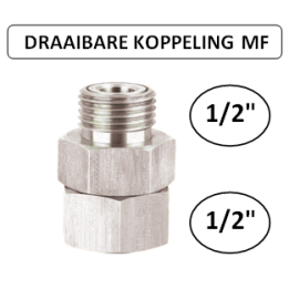 1/2" M naar 1/2" F - Draaibare koppeling - Perslucht