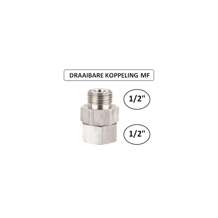 1/2" M naar 1/2" F - Draaibare koppeling - Perslucht