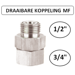 1/2" M naar 3/4" F - Draaibare koppeling - Perslucht