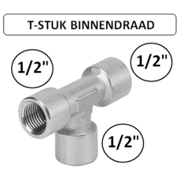 1/2" - T-stuk met binnendraad - Perslucht