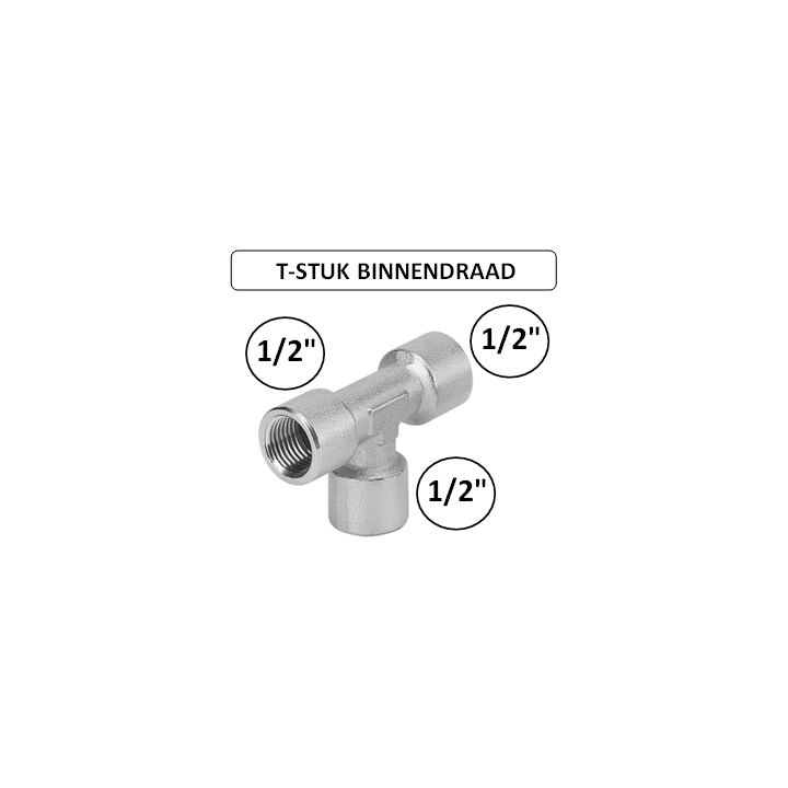 1/2" - T-stuk met binnendraad - Perslucht